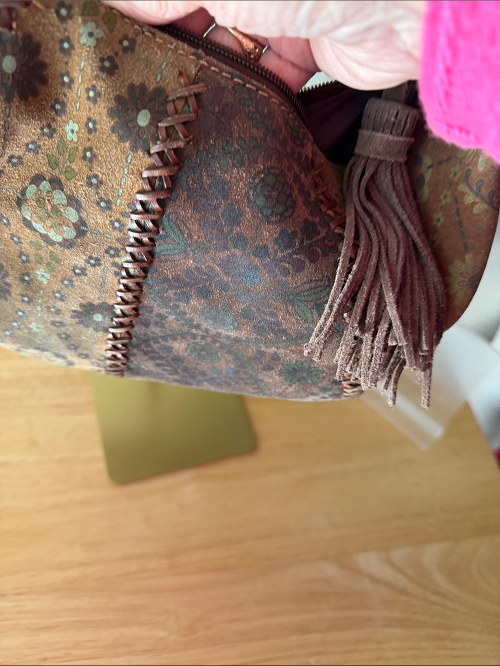 Fossil Vintage Brown Suede Tassel Hobo Shoulder Bag - Picture 14 of 14